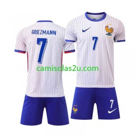 Camisolas de futebol França Antoine Griezmann 7 Criança Equipamento Alternativa Euro 2024 Manga Curta